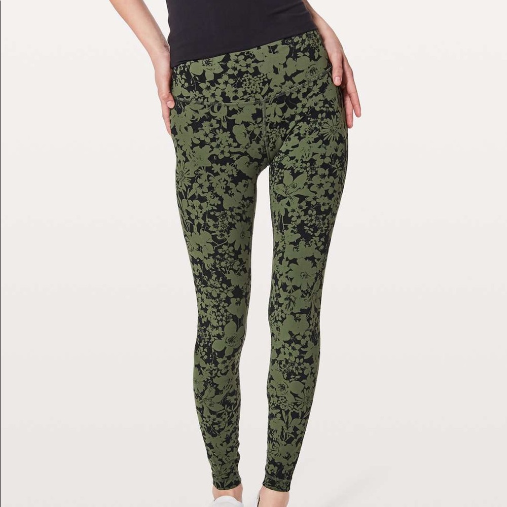 lululemon athletica Green Floral Leggings